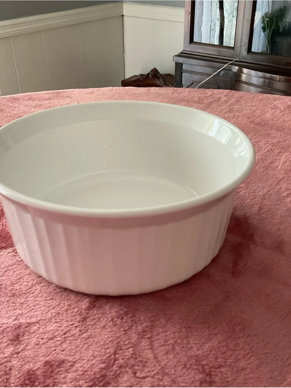 Corningware White Ribbed Ceramic Serving Basin